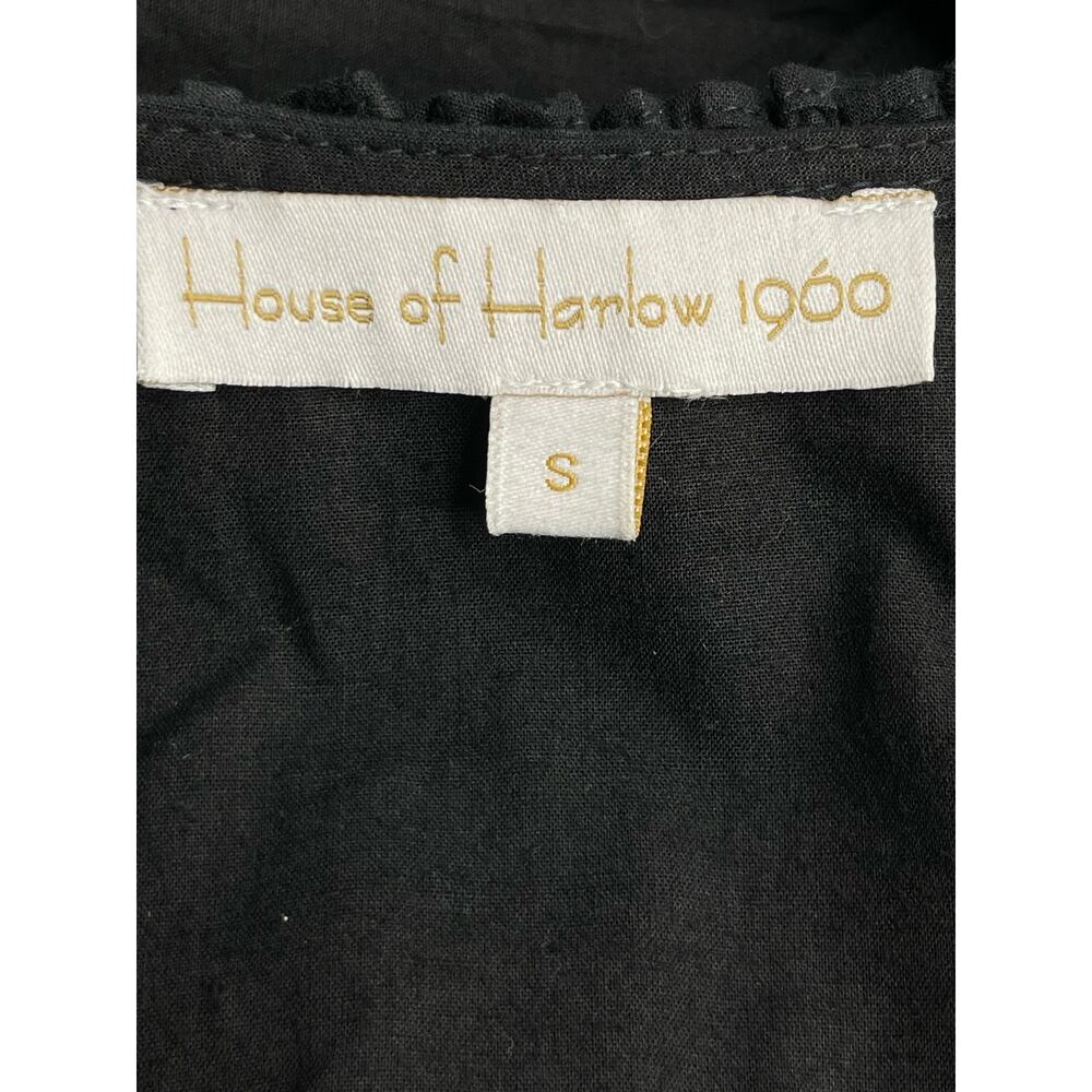 House of Harlow 1960 Ruffled cotton wrap mini dress black size S - Picture 4 of 11